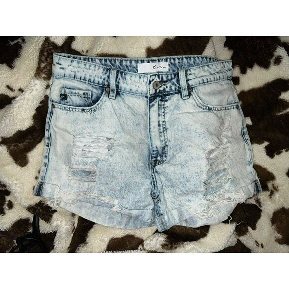 Kancan Light Acid Washed Jean Shorts (L) - Picture 3 of 5